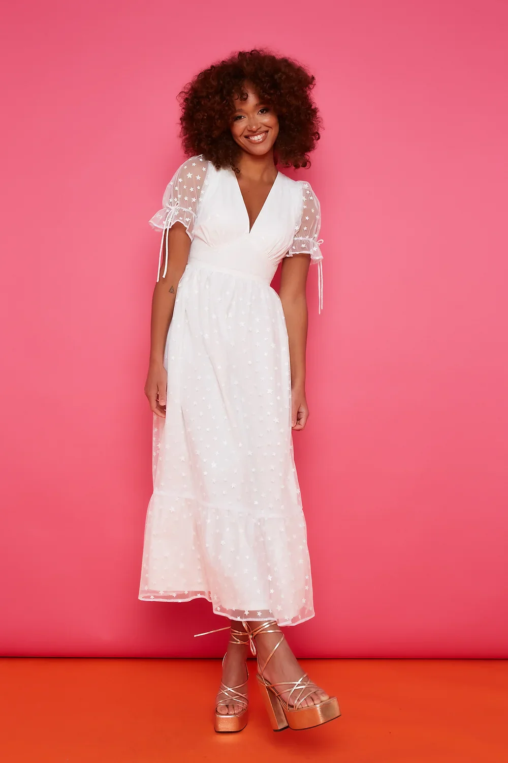 Paloma Dress - Ivory Star Midi Length - Image 9
